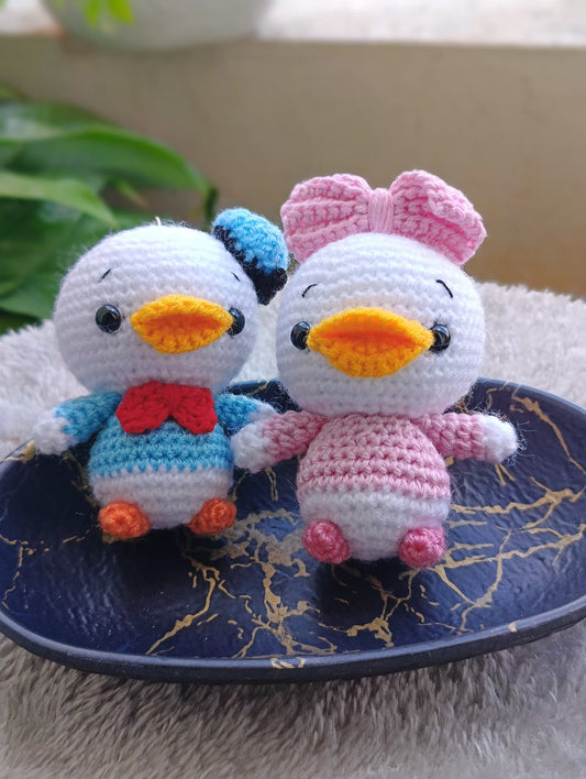 Donald and Daisy Couple Crochet Amigurumi Keychain