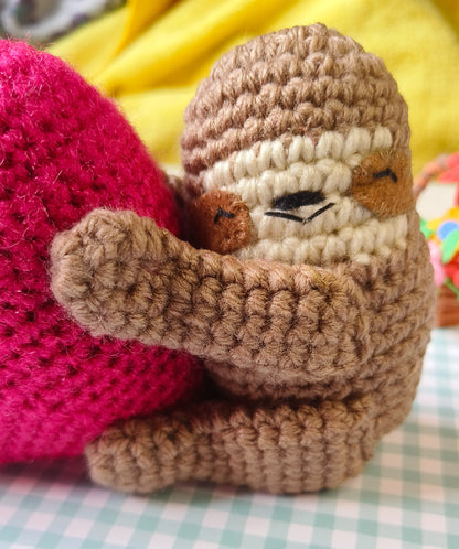 Heart Sloth Amigurumi Crochet Toy at Duaira