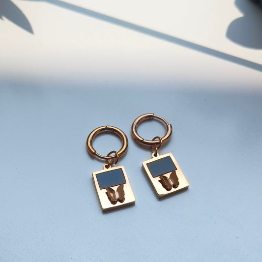 Rafia Rose Gold Anti Tarnish Earrings - Duaira