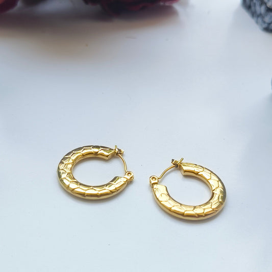 Discover timeless elegance with Melody Golden SS#23 Hoops Earrings. Crafted in 18K gold-plated stainless steel these are lightweight and versatile hoops that add a touch of luxury to any outfit. Elevate your style today!