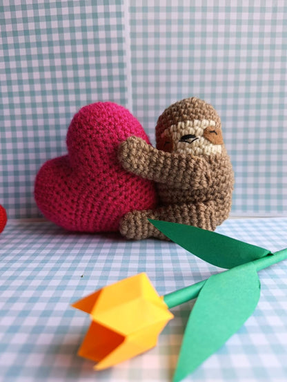 Heart Sloth Amigurumi Crochet Toy at Duaira