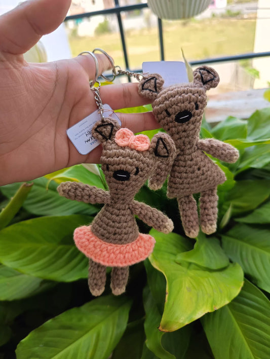 Mr. Bean Bear Couple amigurumi Crochet Keychain - Duaira