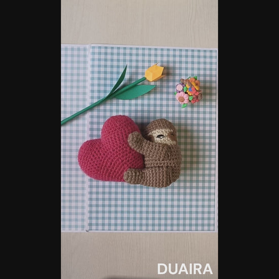 Heart Sloth Amigurumi Crochet Toy at Duaira