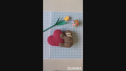 Heart Sloth Amigurumi Crochet Toy at Duaira